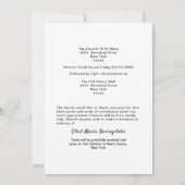 Invitations du service commémoratif de la mort (Dos)