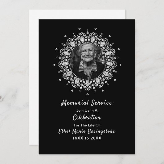 Invitations du service commémoratif de la mort (Devant / Derrière)