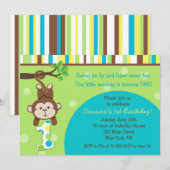 Invitations du singe 1er anniversaire (Devant / Derrière)