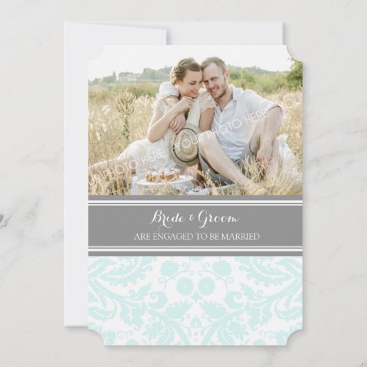 Invitations du Sky Blue Grey Photo Engagement Part (Dos)