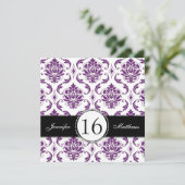 Invitations du Sweet sixteen de Damas pourpre noir (Debout devant)