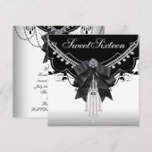 Invitations du Sweet sixteen noir blanc (Devant / Derrière)