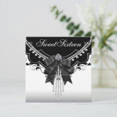 Invitations du Sweet sixteen noir blanc (Debout devant)