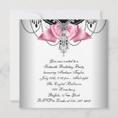 Invitations du Sweet sixteen noir blanc rose (Dos)