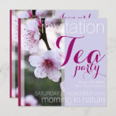 Invitations du Tea Party de printemps rose (Devant / Derrière)