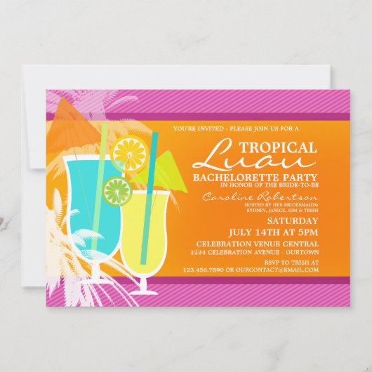 Invitations du Tropical Luau Bachelorette Party (Devant)
