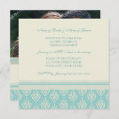 Invitations du Turquoise Photo Engagement Party (Devant / Derrière)