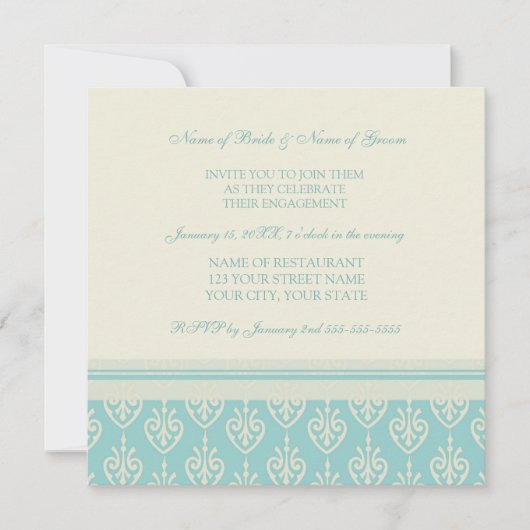 Invitations du Turquoise Photo Engagement Party (Devant)