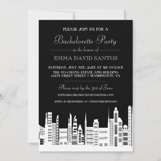 Invitations du Urban City Bachelorette Party (Devant)