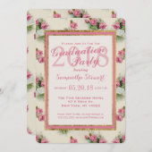 Invitations du Vintage Chic Pink Floral Party (Devant / Derrière)