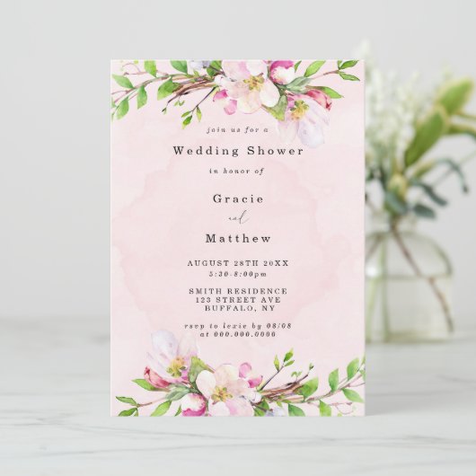 Invitations du Wedding shower Apple Tree Blossoms (Debout devant)