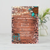 Invitations du Wedding shower des bottes turquoise (Debout devant)