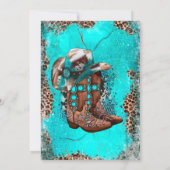 Invitations du Wedding shower des bottes turquoise (Dos)
