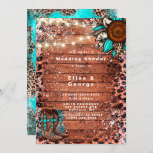Invitations du Wedding shower des bottes turquoise