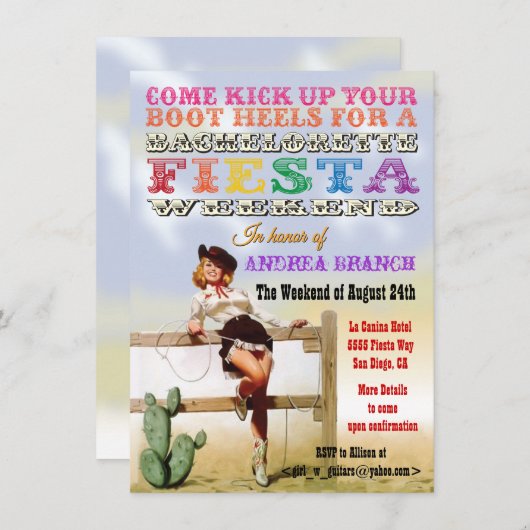 Invitations du week-end de la fête de la fille de  (Devant / Derrière)