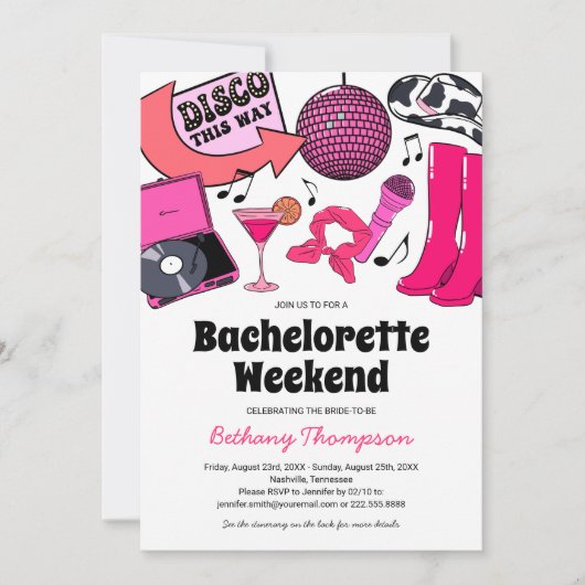 Invitations du week-end Disco Cowgirl (Devant)