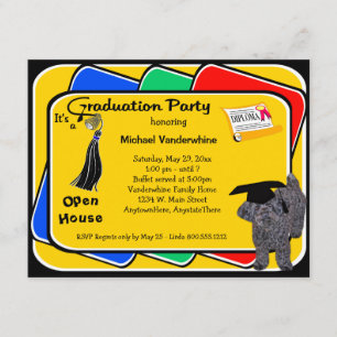 Invitations du Yorkiepoo Black Graduation Party