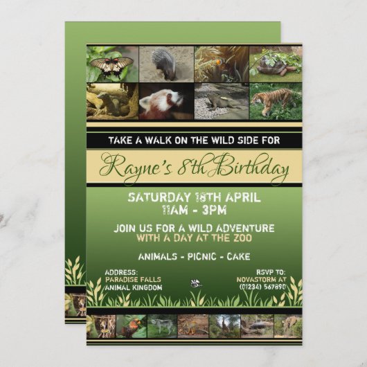 Invitations du zoo de la faune (Devant / Derrière)