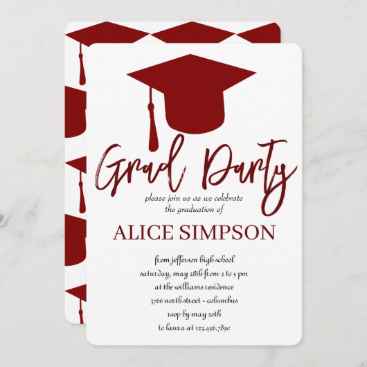 Invitations d'une partie de diplôme simple (Devant / Derrière)