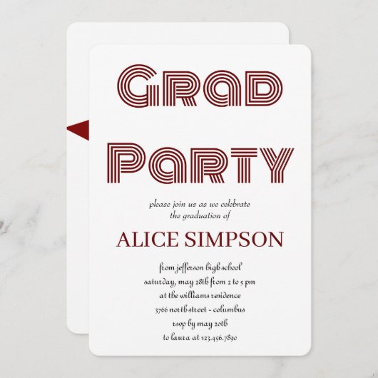 Invitations d'une partie de diplôme simple (Devant / Derrière)