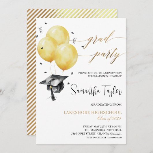 Invitations d'une partie de diplôme simple (Devant / Derrière)