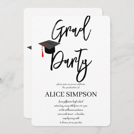 Invitations d'une partie de diplôme simple (Devant / Derrière)