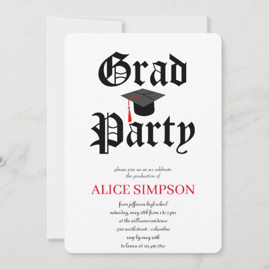 Invitations d'une partie de diplôme simple (Devant)