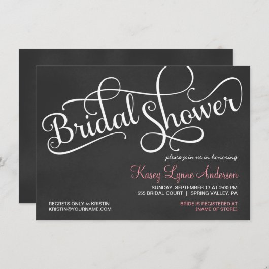 Invitations d'Wedding showers de mariées de tablea (Devant / Derrière)