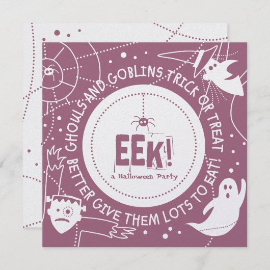 Invitations Eek Halloween (Devant / Derrière)