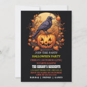 Invitations éffrayant Black Raven Halloween Party (Devant)