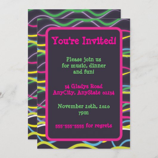 Invitations électriques couleur (Devant / Derrière)