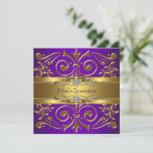 Invitations Elegant Gold Purple Quinceanera (Debout devant)