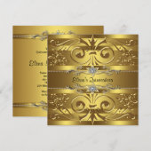 Invitations Elegant Gold Quinceanera (Devant / Derrière)