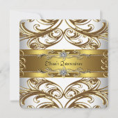 Invitations Elegant or et blanc Quinceanera (Devant)