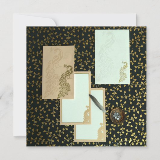 Invitations Elegant Peacock | CartesMariageIndienn (Devant)