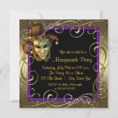 Invitations Elegant Purple Gold Masquerade Party (Dos)