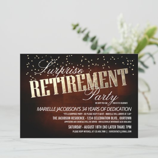 Invitations Elegant Surprise Retirement Party (Debout devant)