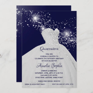 Invitations Elegant White Gown Quinceañera