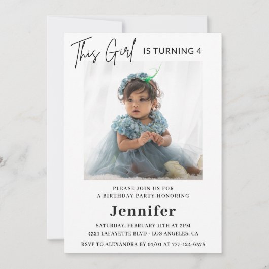 Invitations élégantes à 4 ans Photo Modern (Devant)