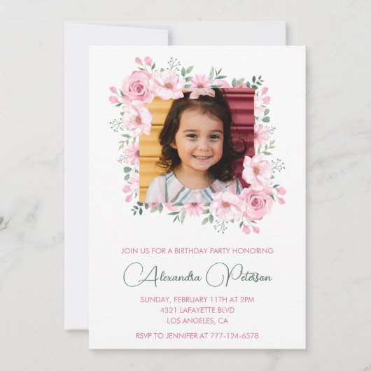 Invitations élégantes à 6 ans Photo Boho (Devant)