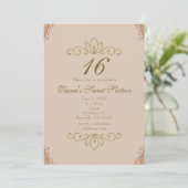 Invitations élégantes à Blush Pink & Gold White Pe (Debout devant)