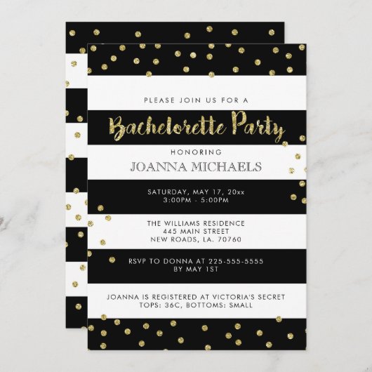 Invitations élégantes à la Bachelorette Party (Devant / Derrière)