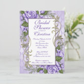 Invitations Élégantes à la douche nuptiale Rose vi (Debout devant)