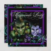 Invitations élégantes à la mascarade violet (Devant / Derrière)