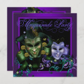 Invitations élégantes à la mascarade violet (Devant / Derrière)