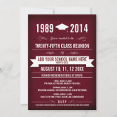 Invitations élégantes à la réunion de classe rouge (Devant)