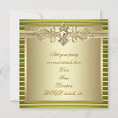 Invitations élégantes à la Soie Verte Gold Party (Dos)