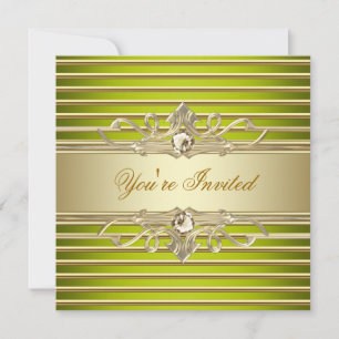 Invitations élégantes à la Soie Verte Gold Party