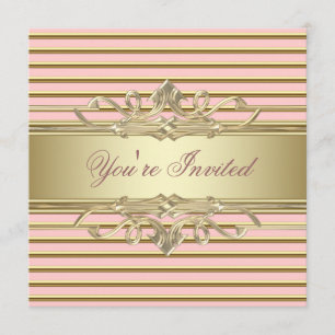 Invitations élégantes à la Soirée d'Or Rose