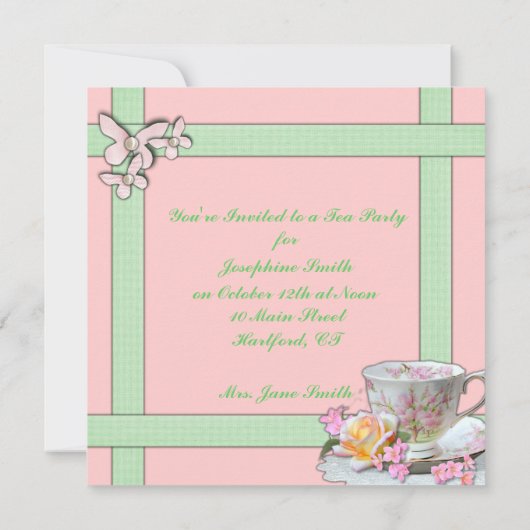Invitations élégantes à Tea Party (Dos)